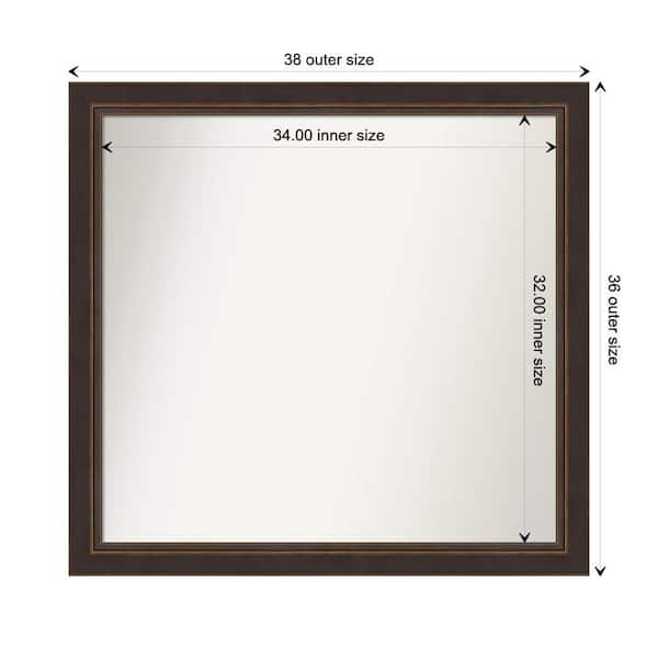 Amanti Art Lara Bronze 38.5 in. W x 36.5 in. H Custom Non-Beveled Wood Framed Bathroom Vanity Wall Mirror