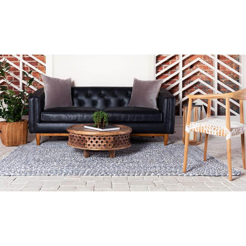Eco-Friendly Hand-Braided Gray Chindi Rug 2' x 3'