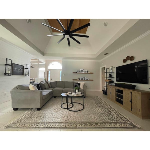 Agoo 5 ft. x 7 ft. Charcoal/Cream/Peach Area Rug