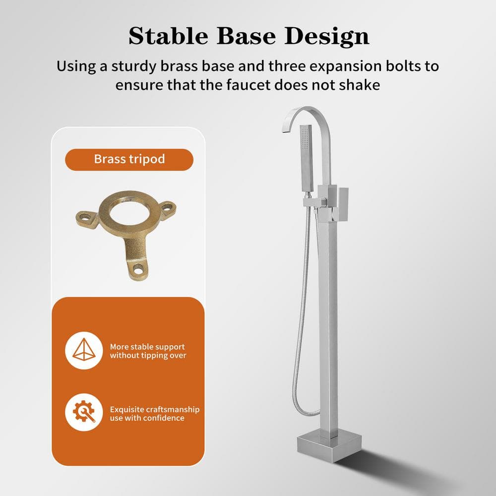 Brushed Nickel Single Handle Freestanding Tub Faucet with Hand Shower