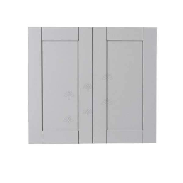 LIFEART CABINETRY Anchester Assembled 15x30x12 in. Wall Cabinet with 1 Door 2 Shelves in Light Gray