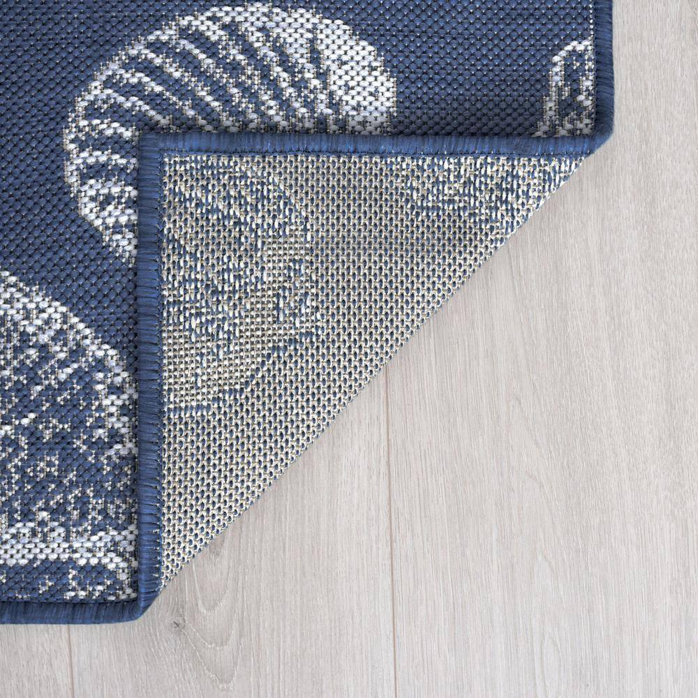 Navy and White Synthetic Coastal 2x3 Area Rug