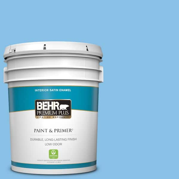 BEHR PREMIUM PLUS 5 gal. #P510-3 Rhodes Satin Enamel Low Odor Interior Paint & Primer