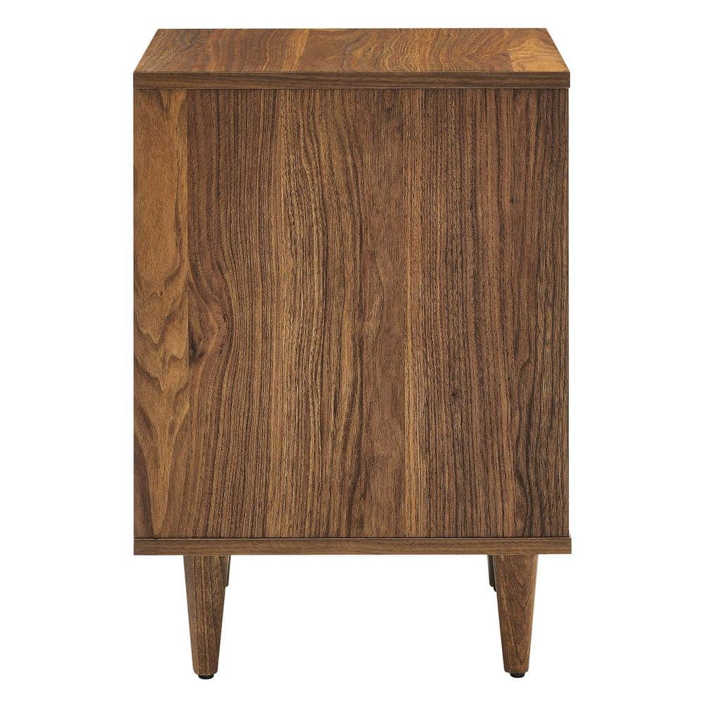 Walnut 2-Drawer Nightstand with Tapered Legs