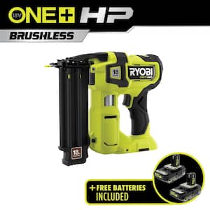 ONE+ HP 18V 18-Gauge Brushless Cordless AirStrike Brad Nailer with 2.0 Ah HIGH PERFORMANCE Batteries (2-Pack)