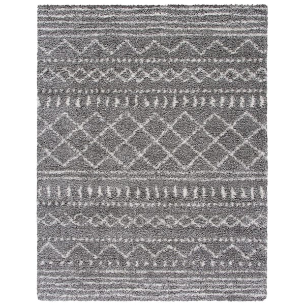 Arizona Shag Brown/Ivory 9 ft. x 12 ft. Geometric Lodge Area Rug