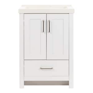 Westcourt 25 in. W x 22 in. D x 37 in. H Single Sink Freestanding Bath Vanity in White with White Cultured Marble Top
