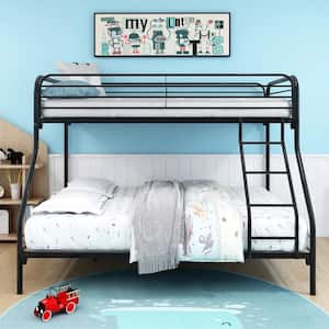 Black Heavy Duty Twin-Over-Full Metal Bunk Bed, Easy Assembly with Enhanced Upper-Level Guardrail