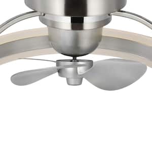 Burnett Collection 20.94 in. Indoor Outdoor 3-Blade Brushed Nickel Modern Traditional Ceiling Fan