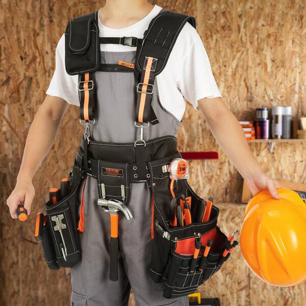 KUNN Tool Belt Suspenders With Magnetic Wristband - Heavy Duty Work Suspender For Construction
