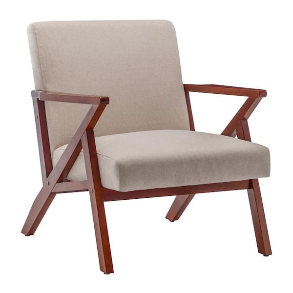 Convenience Concepts Take a Seat Cliff Sandy Beige Fabric Mid-Century Modern Accent Lounge Armchair