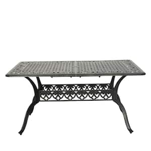 59. in Cast Aluminum Patio Rectangular Dining Table with Umbrella Hole