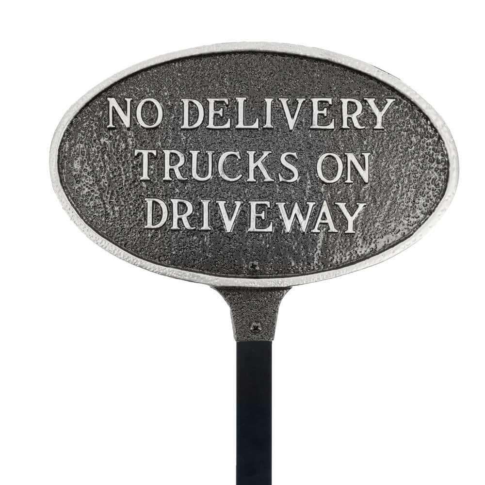 No Delivery Trucks on Driveway Small Oval Statement Plaque with 17.5 in. Lawn Stake-Swedish Iron price history on PriceWatchPro
