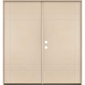 SUMMIT Modern 72 in. x 80 in. Right-Active/Inswing 10-Grid Solid Panel Unfinished Double Fiberglass Prehung Front Door