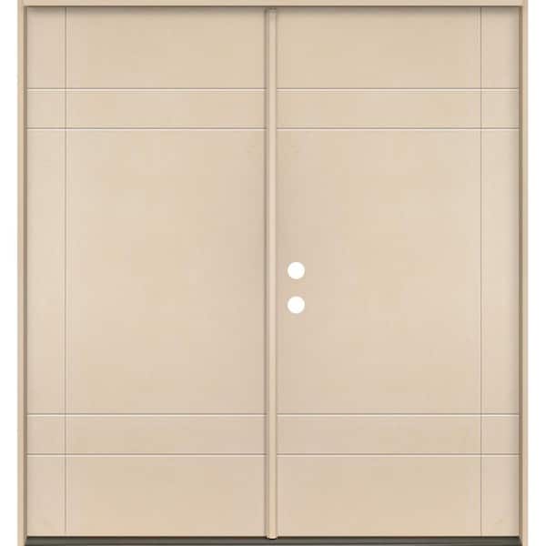 Krosswood Doors SUMMIT Modern 72 in. x 80 in. Right-Active/Inswing 10-Grid Solid Panel Unfinished Double Fiberglass Prehung Front Door
