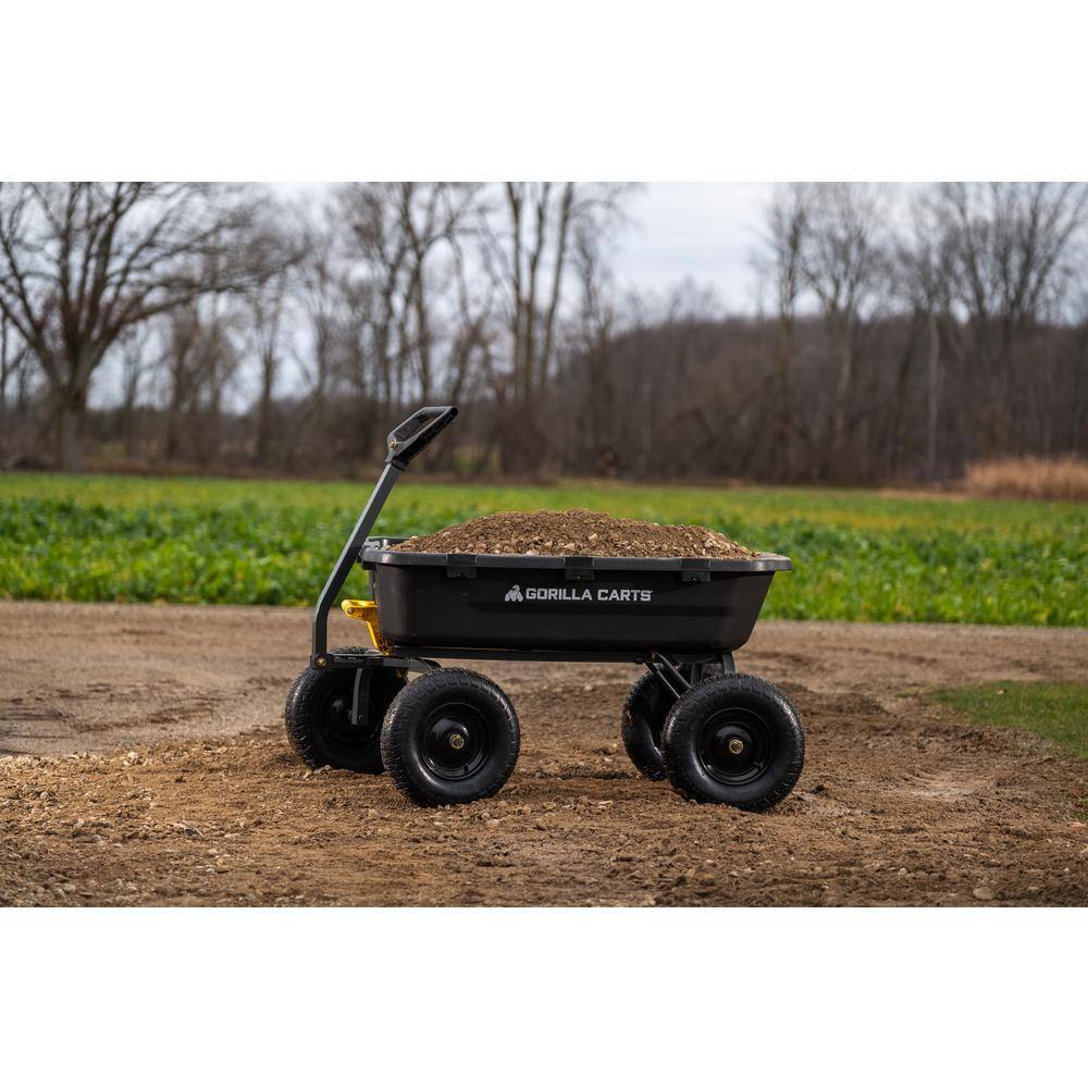 Heavy Duty Black Poly Yard Dump Cart with Pneumatic Tires
