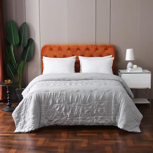 Crinkled Down Alternative Gray Polyester Twin Blanket