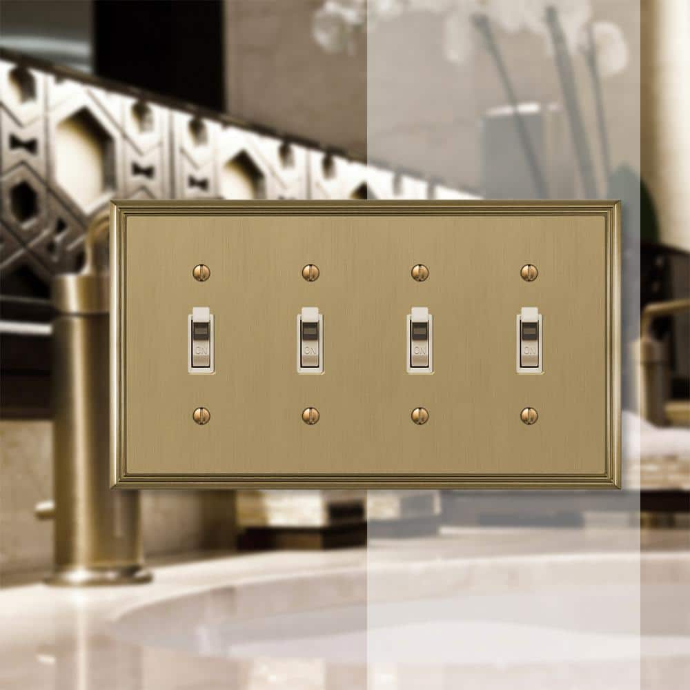Brushed Bronze Quad Toggle Cast Metal Wall Plate