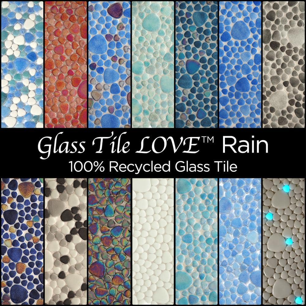 Glass Tile Love Purest 12 in. X 12 in. Pebble Glass Mosaic Tile (10.76 sq. ft./case) 1010457914, Ideal for Kitchen Tile, Backsplash Tile, Bathroom Tile, and Pool Tile