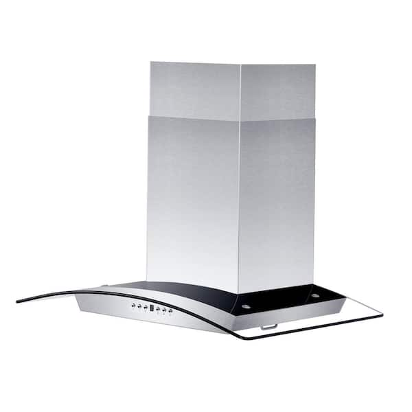 ZLINE Kitchen and Bath 36 in. 400 CFM Convertible Vent Wall Mount Range Hood with Glass Accents in Stainless Steel