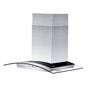 36 in. 400 CFM Convertible Vent Wall Mount Range Hood with Glass Accents in Stainless Steel