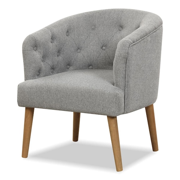 Costway Gray Upholstered Accent Chair Comfy Club Armchair