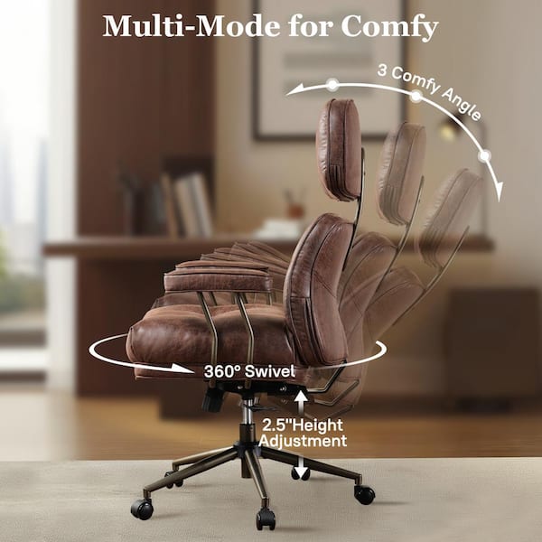 Allwex Kro Suede Swivel Ergonomic Office Task Chair in Dark Brown