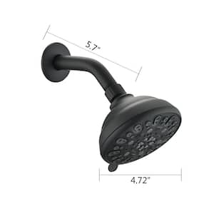 6-Spray Patterns with 1.8 GPM 5 in. Wall Mount Rain Fixed Shower Head in Matte Black