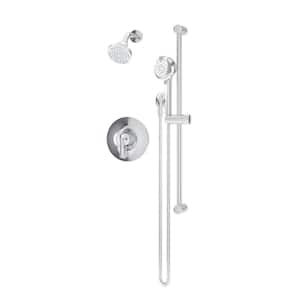 Birch Wall Mount 1-Handle 1-Spray Dual Fixed and Handheld Shower Head in Polished Chrome 1.5 GPM (Valve Not Included)