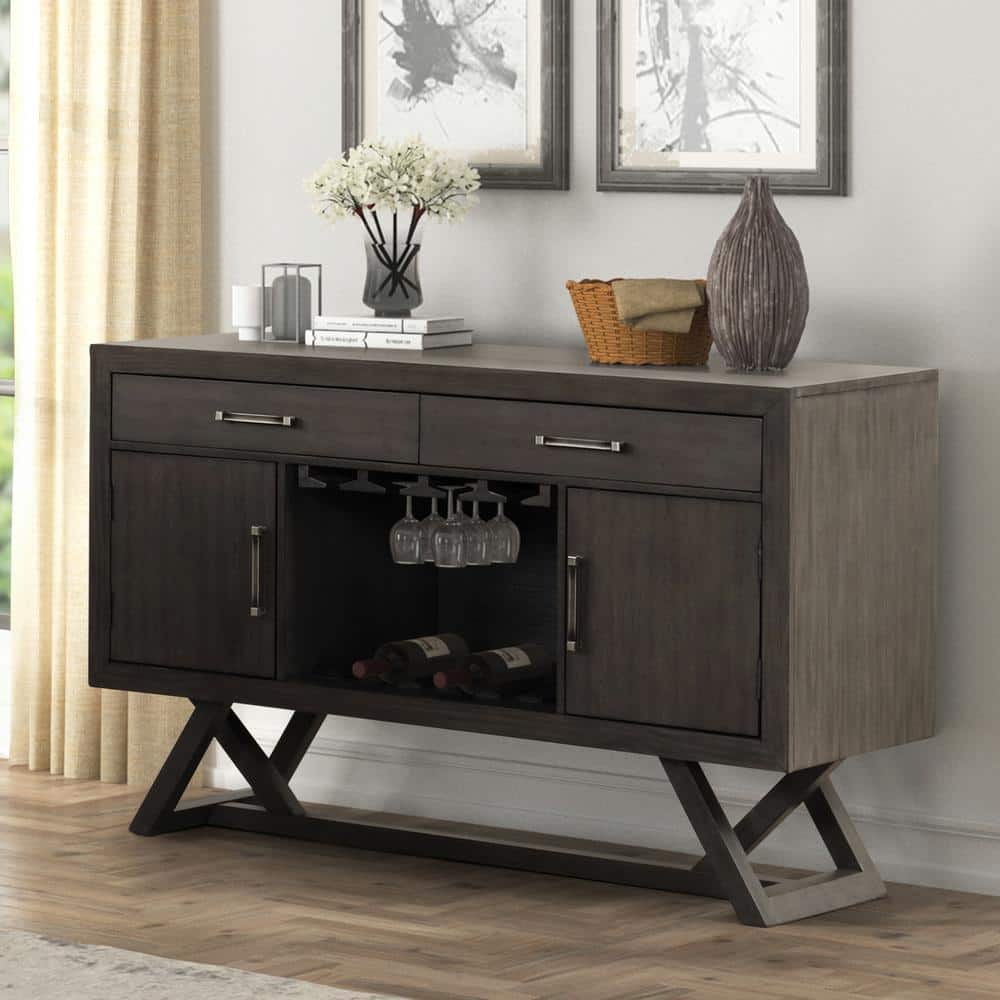 NEW CLASSIC HOME FURNISHINGS New Classic Furniture High Line Gray Wood 56 in. Server Buffet with 2 Door and 2 Drawers D4125 30 The Home Depot