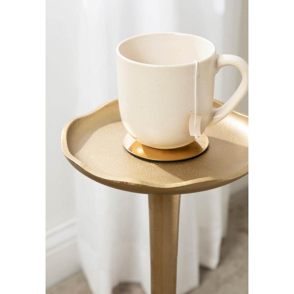 Alessia Gold Aluminum Round Drink Table with Deckled Edge