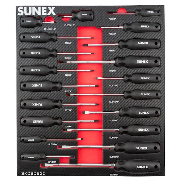 SUNEX TOOLS 20 pc. Combination Screwdriver Set SXCSDS20 - The Home