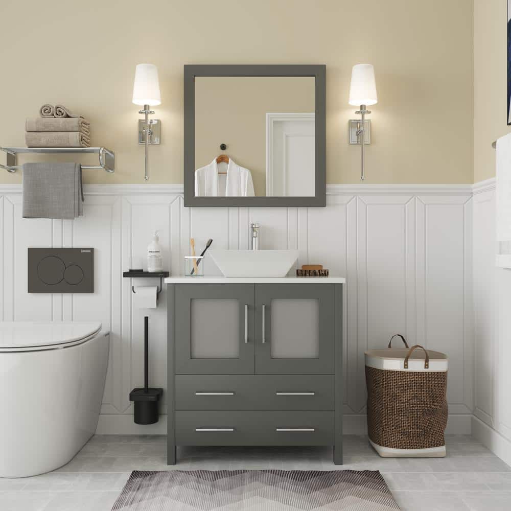 Vanity Art Ravenna 30 in. W Bathroom Vanity in Grey with Single