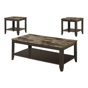 Jasmine 23.75 in. Cappuccino Rectangle Particle Board Coffee Table with Shelves