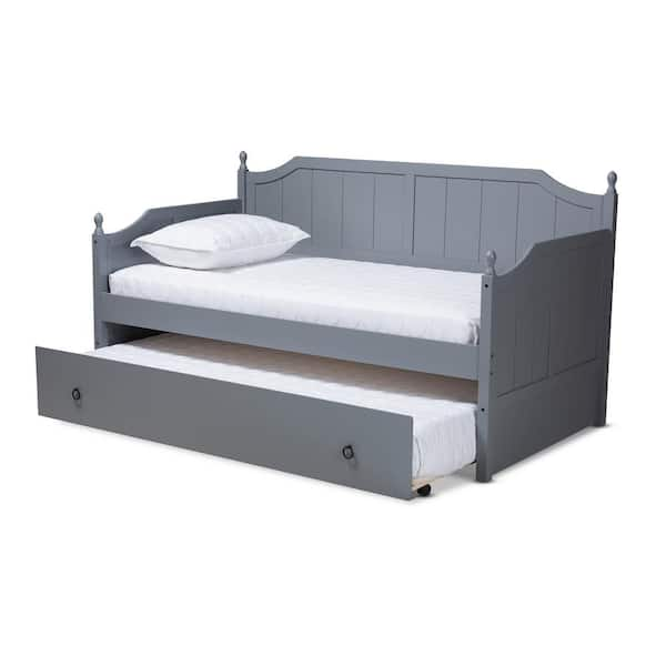 Baxton Studio Millie Gray Twin Daybed with Trundle 157 9623 HD