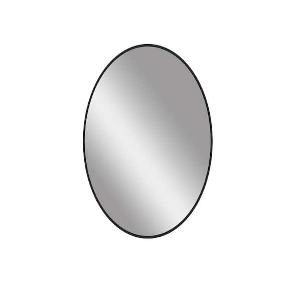 JimsMaison 18 in. W x 28 in. H Oval Framed Wall Mounted Bathroom Vanity Mirror in Black