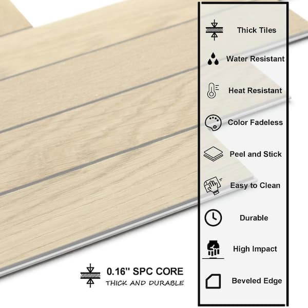 Natural Oak 10.8 in. x 9.3 in. Herringbone Stone Composite Peel and Stick Backsplash Floor and Wall Tile (12-Pack)
