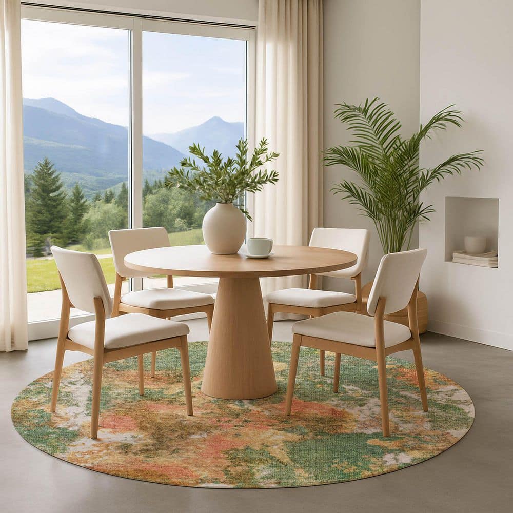 Mayfield Premium Machine Washable Abstract AMF1756 Fern 8 ft. x 8 ft. Round Rug price history on PriceWatchPro