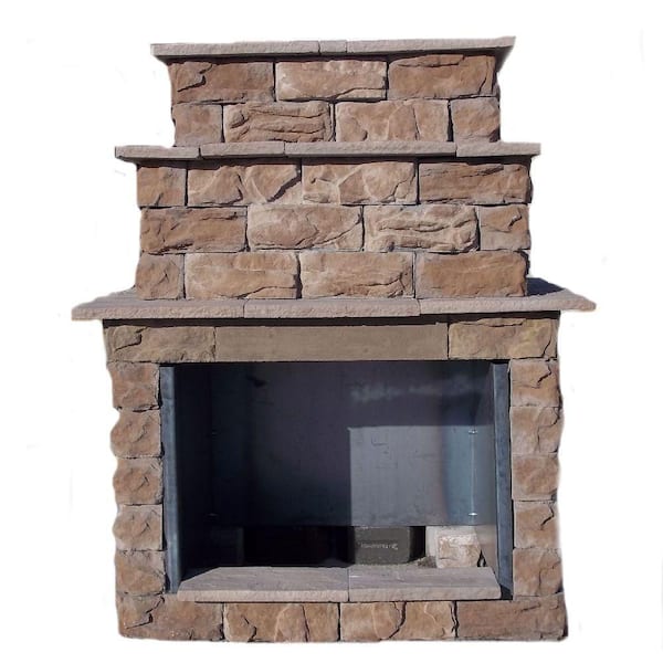 Natural Concrete Products Co 72 in. Fossill Brown Grand Outdoor Fireplace Kit