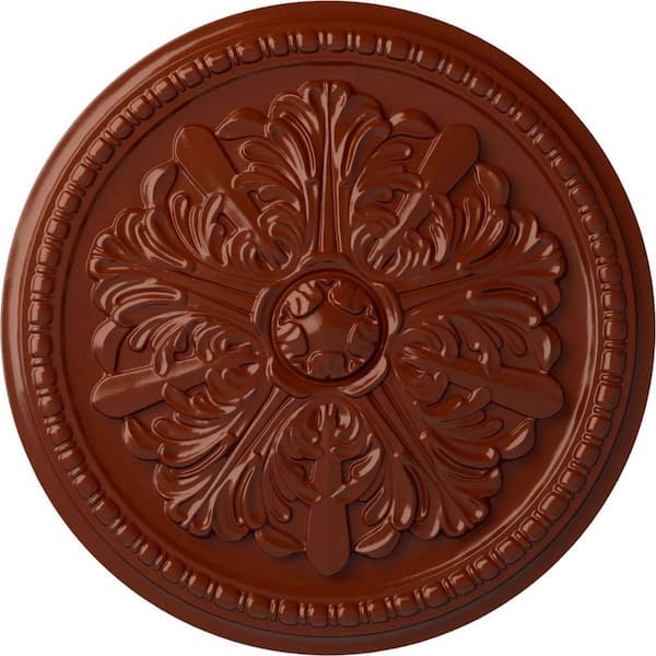 Ekena Millwork 1-1/2 in. x 16-7/8 in. x 16-7/8 in. Polyurethane Swindon Ceiling Medallion, Firebrick