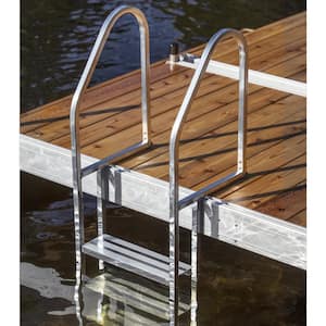 3- Step Straight Wide Quick-Release Aluminum Dock Ladder with 5-1/2 in. Deep Rungs