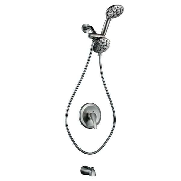 Single Handle 7-Spray Tub and Shower Faucet 1.8 GPM in. Brushed Nickel Pressure Balance Valve Included