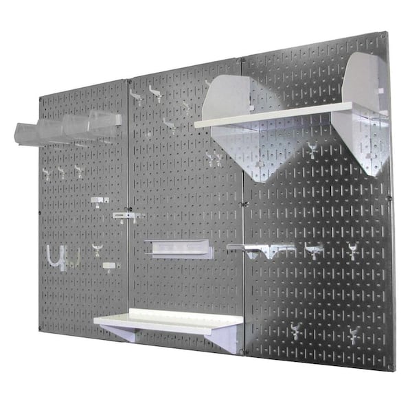 Wall Control 32 in. x 48 in. Metal Pegboard Standard Tool Storage Kit with Galvanized Pegboard and White Peg Accessories