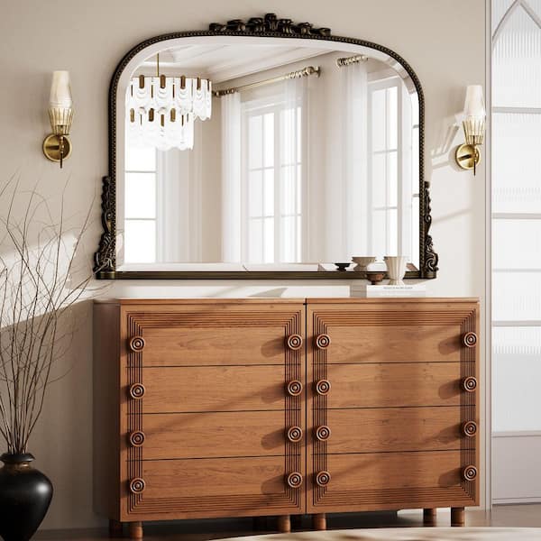 XRAMFY Antique Bronze 44 in. W x 32 in. H Arched Polyurethane