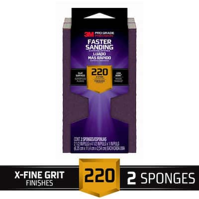 Pro Grade Precision 2-1/2 in. x 4-1/2 in. x 1 in. 220-Grit Extra Fine Block Sanding Sponge (2-Pack)