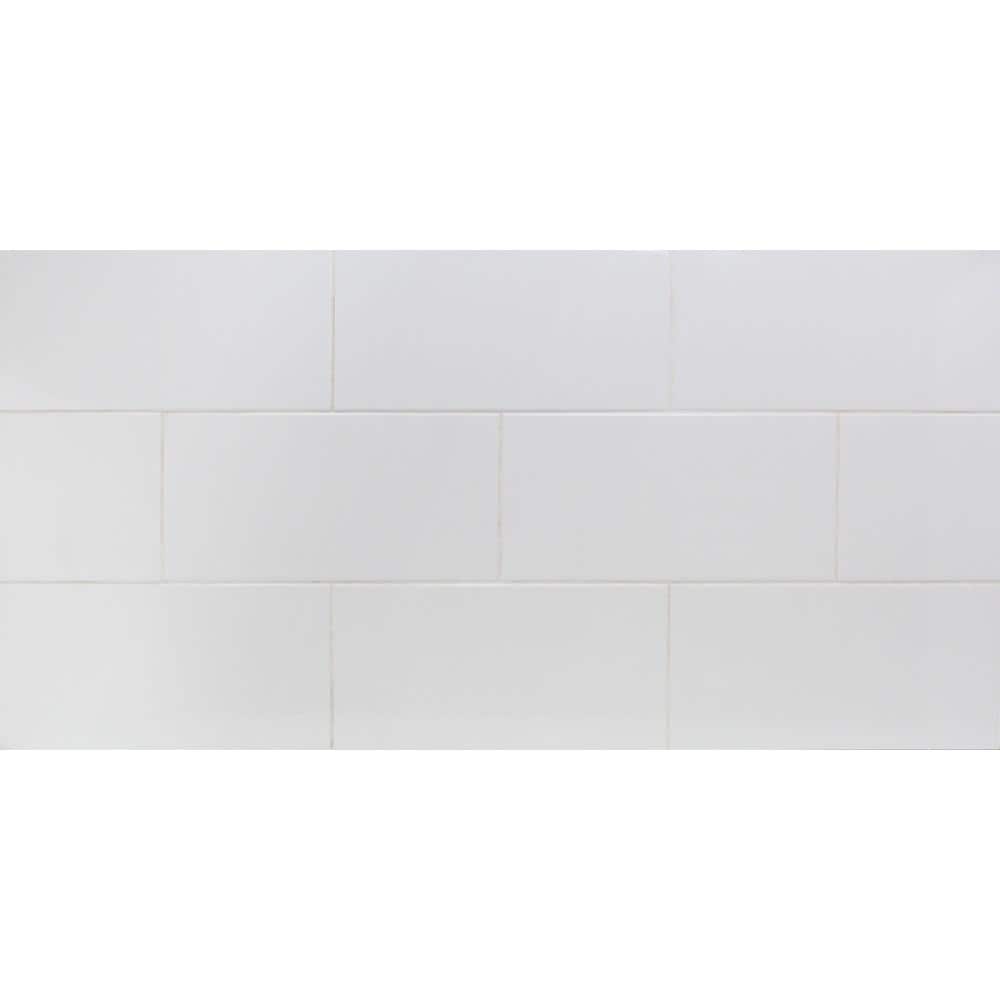 Essential 8" x 16" White Polished Ceramic Wall Tile