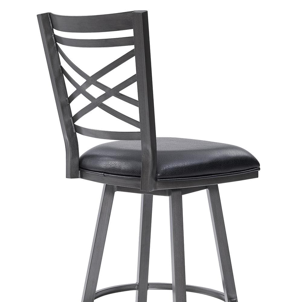 Fargo 32" Swivel Barstool in Mineral Finish with Black Faux Leather