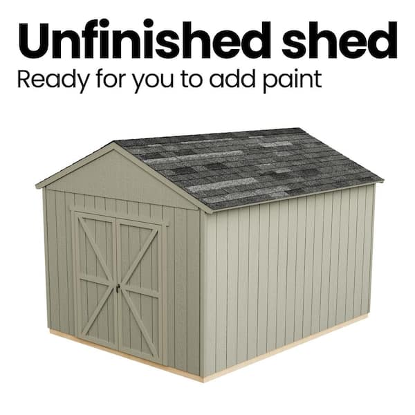 Handy Home Products - Professionally Assembled Rookwood 10 ft. x 16 ft. Backyard Wood Shed with Smartside-Black Shingles (160 sq. ft.)