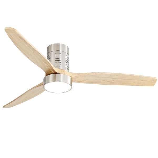CACI Mall 52 in. Indoor/Outdoor Nickel Ceiling Fan Integrated LED with Light Kit and Remote Control