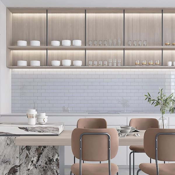 Lavender Gray 3 in. x 6 in. x 8mm Glass Subway Wall Tile (5 sq. ft./Case)